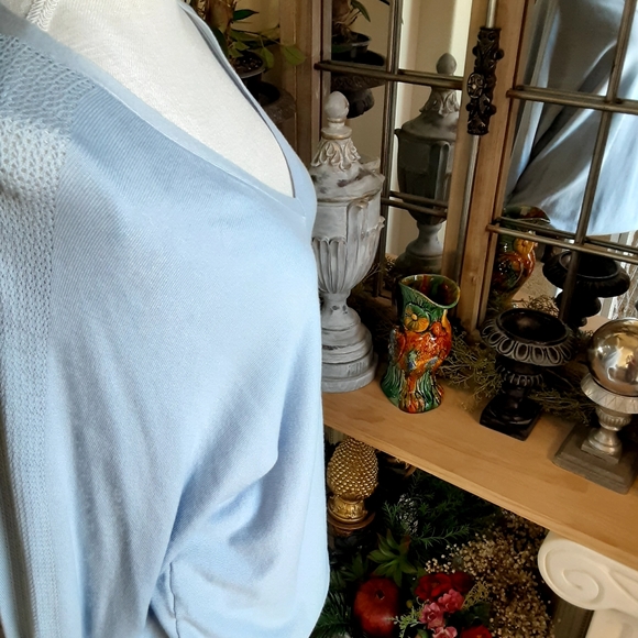 NWOT, Ellen Tracy, Pale Blue Viscose/Nylon Blend Pullover, Size Small - Picture 6 of 9
